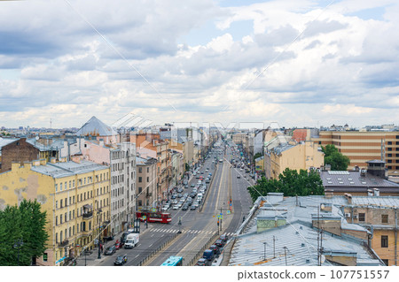 top view of Ligovsky Prospekt in the historical center of St. Petersburg top view of Ligovsky Prospekt in the historical center of St. Petersburg 107751557