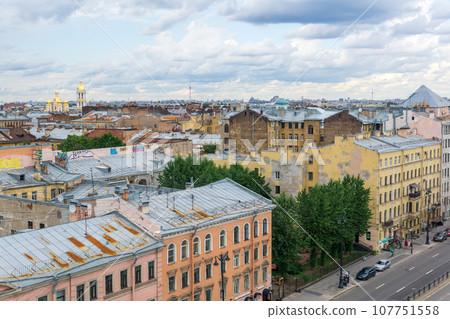 top view of Ligovsky Prospekt in the historical center of St. Petersburg 107751558