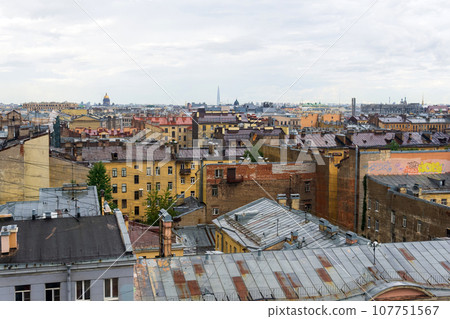 panoramic view of the city roofs in the historical center of Saint Petersburg panoramic view of the city roofs in the historical center of Saint Petersburg 107751567