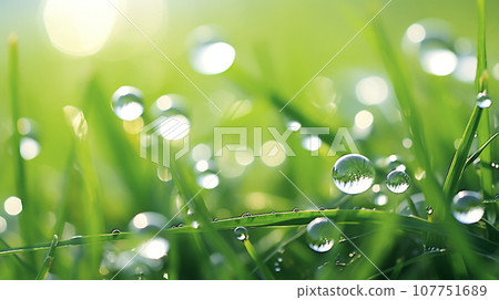 在早晨露水弄濕的濕草 在早晨露水弄濕的濕草 107751689