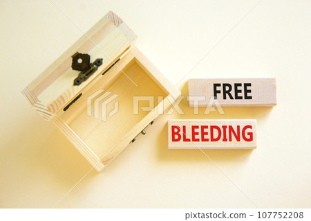 Free bleeding symbol. Concept words Free bleeding on beautiful wooden block. Beautiful white table white background. Empty wooden chest. Gen Z, motivational freedom free bleeding concept. Copy space. Free bleeding symbol. Concept words Free bleeding on beautiful wooden block. Beautiful white table white background. Empty wooden chest. Gen Z, motivational freedom free bleeding concept. Copy space. 107752208