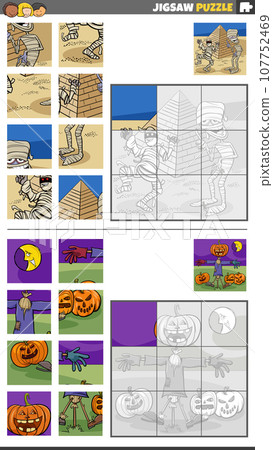 jigsaw puzzle activities set with fantasy characters 107752469