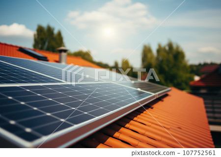 Solar panels on the roof of the house 107752561