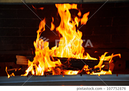 Flames of open flame in the furnace Flames of open flame in the furnace 107752876
