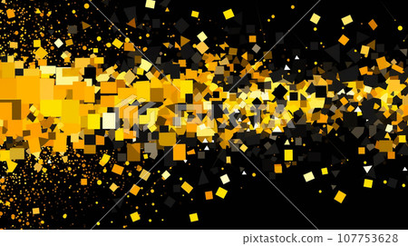 background with yellow and black, Abstract background flowing glowing triangular fragments, yellow, black, AI generated. 107753628