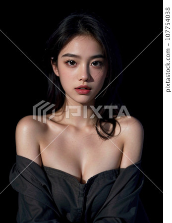 A woman in a black dress A woman in a black dress 107754038