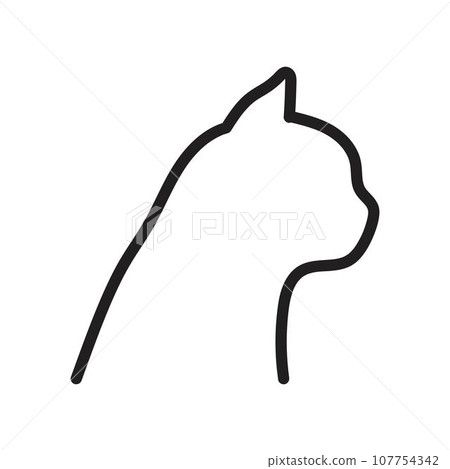 Black Cat head thin line icon vector 2 107754342