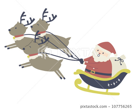 聖誕老人騎雪橇的插圖 聖誕老人騎雪橇的插圖 107756265
