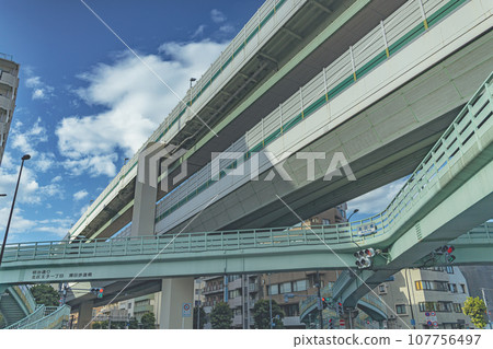 Prince Shuto Expressway and pedestrian bridge 107756497