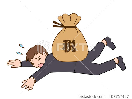 A man who is burdened with taxes 107757427