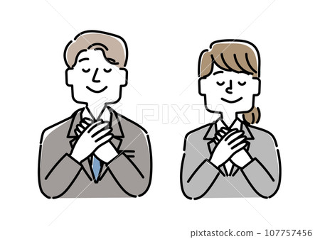 Illustration set of a businessman who looks relieved and relaxed 107757456