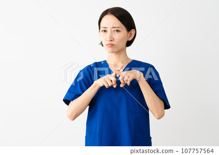 Young woman wearing a scrub medical image 107757564