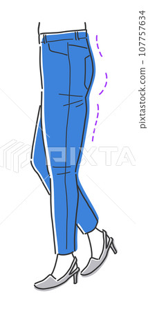 低臀風格的女人插畫素材 107757634