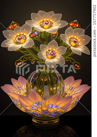Luminous and Ethereal Still Life: Ghostly Glass Fantasy Flower 107757902