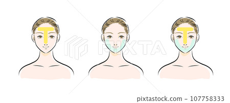 Illustration of a woman's face color 2 T zone U zone 107758333