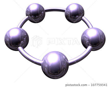 3DCG "5 spheres/ball cooperation" purple, purple 3DCG "5 spheres/ball cooperation" purple, purple 107759341