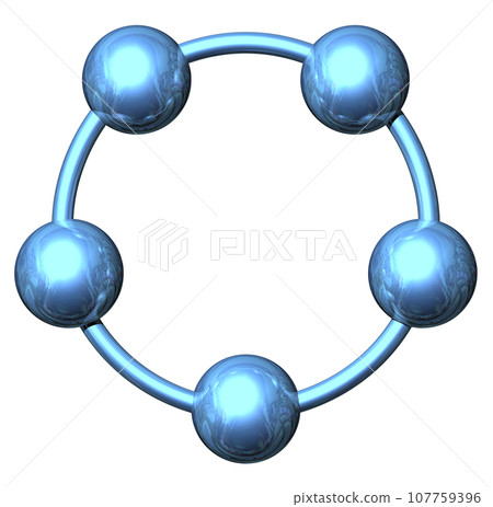 3DCG "5 spheres/ball cooperation" blue, blue 107759396