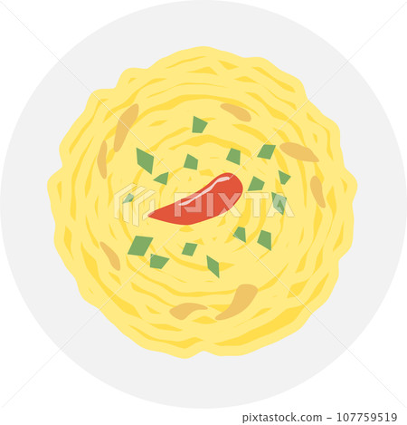 Peperoncino pasta overhead view illustration Peperoncino pasta overhead view illustration 107759519