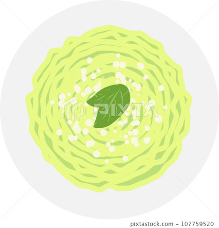 羅勒醬義大利麵俯視圖 羅勒醬義大利麵俯視圖 107759520