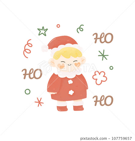 christmas vibes ho ho ho cute kawaii little boy happy santa illustration for t shirt design, stocker, logo, banner	 107759657