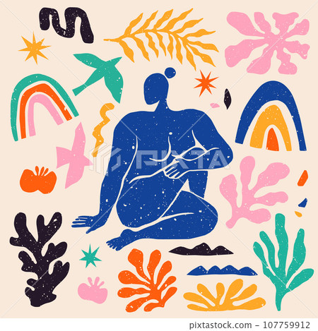 美術手繪平面插圖, 馬蒂斯風格插畫 107759912