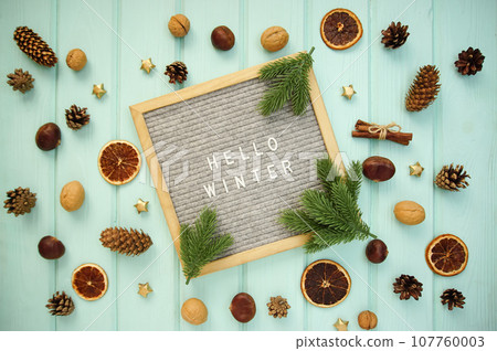 The inscription is laid out in the frame - hello winter. The inscription is laid out in the frame - hello winter. 107760003