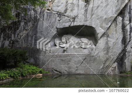 Relief of a sad dying lion in Lucerne Relief of a sad dying lion in Lucerne 107760022