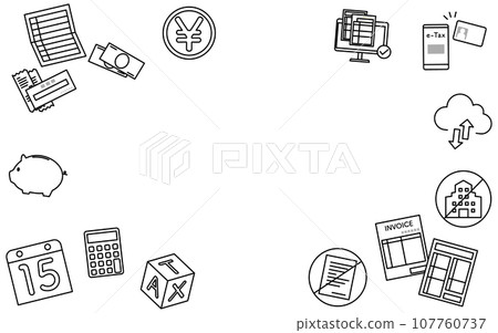 Tax return simple line drawing icon set frame 107760737