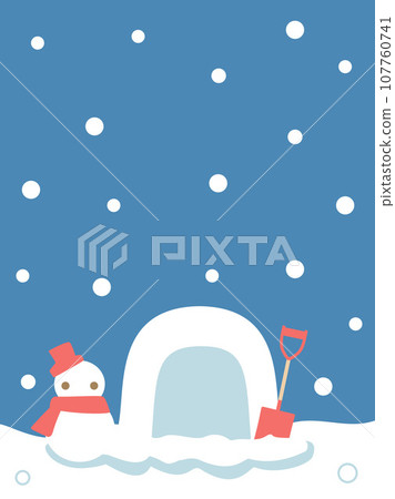 Winter-inspired illustration of kamakura and snow daruma, vertical version Winter-inspired illustration of kamakura and snow daruma, vertical version 107760741