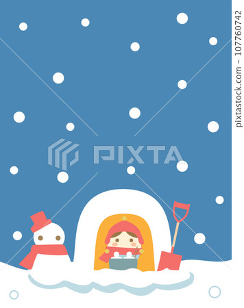 鎌倉和雪達摩的冬季靈感插圖，垂直版本 107760742
