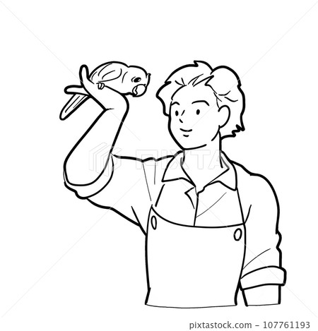 Illustration of birds and zookeepers 107761193