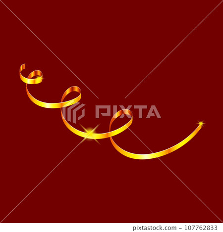 Golden twisted ribbon with shining stars. For the design of banners, cards and sites, for frames. Design element for greeting cards for Valentines Day. Vector. 107762833