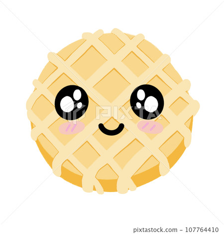 Cute Waffle Smiling Mascot Character Kawaii Cartoon illustration Cute Waffle Smiling Mascot Character Kawaii Cartoon illustration 107764410