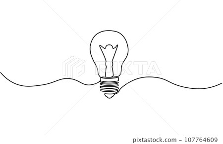 Light bulb continuous line. Vector illustration Light bulb continuous line. Vector illustration 107764609