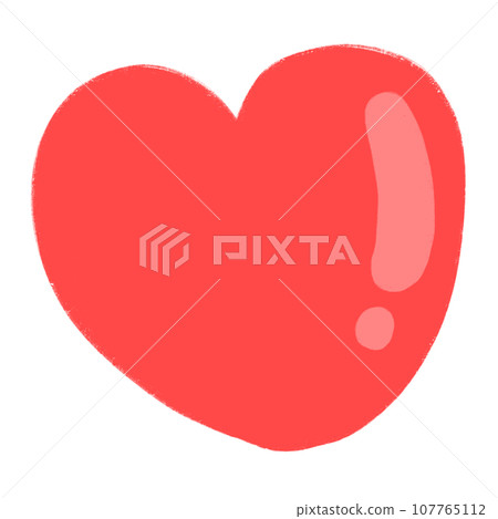Red Heart Cartoon illustration Cute Heart Hand Drawn 107765112
