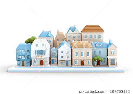 Flat cityscape illustration-2 (3D) Fun cityscape and town planning. 107765133