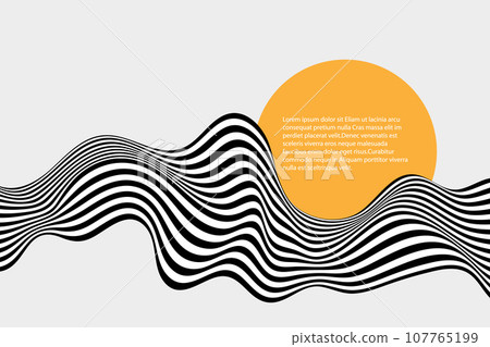 Abstract wave background, black and white wavy stripes or lines design 107765199