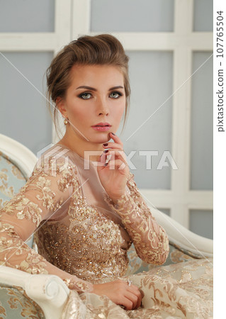 Gorgeous elegant pretty good-looking woman fashion model with makeup  107765504