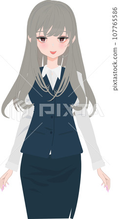 Cute anime-style girl above the waist 107765586