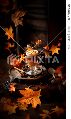 Cup of tasty spicy cappuccino coffee 107766530