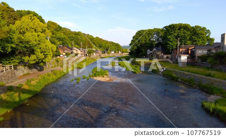 River and nature dyed in the sunset 107767519