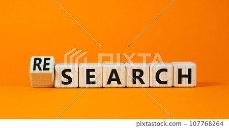 Search or research symbol. Turned wooden cubes and changed the concept word search to research. Beautiful orange table orange background, copy space.Business and search or research concept. Search or research symbol. Turned wooden cubes and changed the concept word search to research. Beautiful orange table orange background, copy space.Business and search or research concept. 107768264