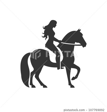 Girl horseback riding icon icon 107769892