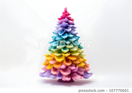 pastel christmas tree rainbow colors white background pastel christmas tree rainbow colors white background 107770081