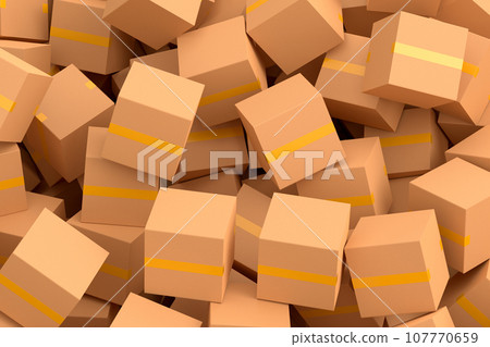 Cardboard box or carton on white background, carrying parcel and online shopping 107770659