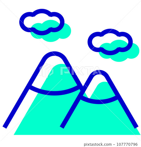 Two-color style icon representing a mountain 107770796