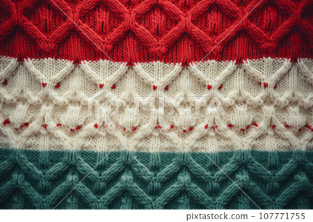 Retro handmade Christmas sweater knit texture. Generative AI 107771755