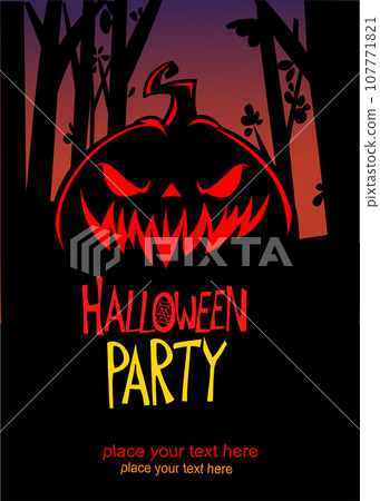 Halloween pumpkin head with scary face expression 107771821