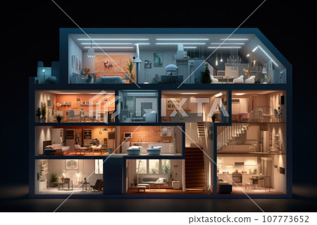 House cross section. Building project cutaway. Generative AI 107773652