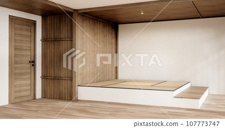 Japan modern room interior cleaning room with tatami mat and lamp Japanese style. Japan modern room interior cleaning room with tatami mat and lamp Japanese style. 107773747